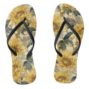 Sunflower Pattern Flower  Thongs