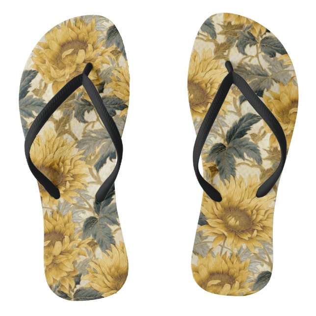 Sunflower Pattern Flower  Thongs (Footbed)