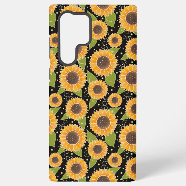 Sunflower Pattern Fun Floral Inspirivity Samsung Galaxy S22 Ultra Case (Back)