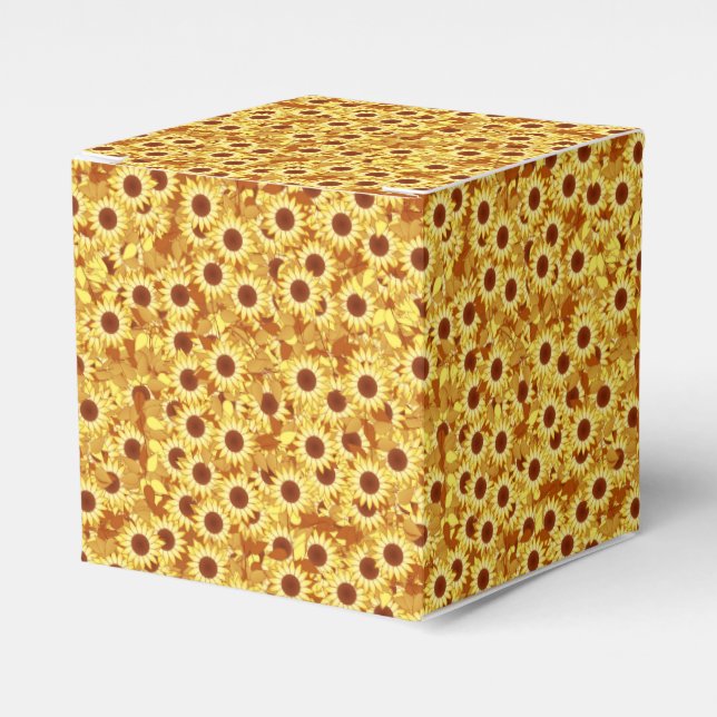 Sunflower pattern - gold, yellow and brown favour box (Front Side)