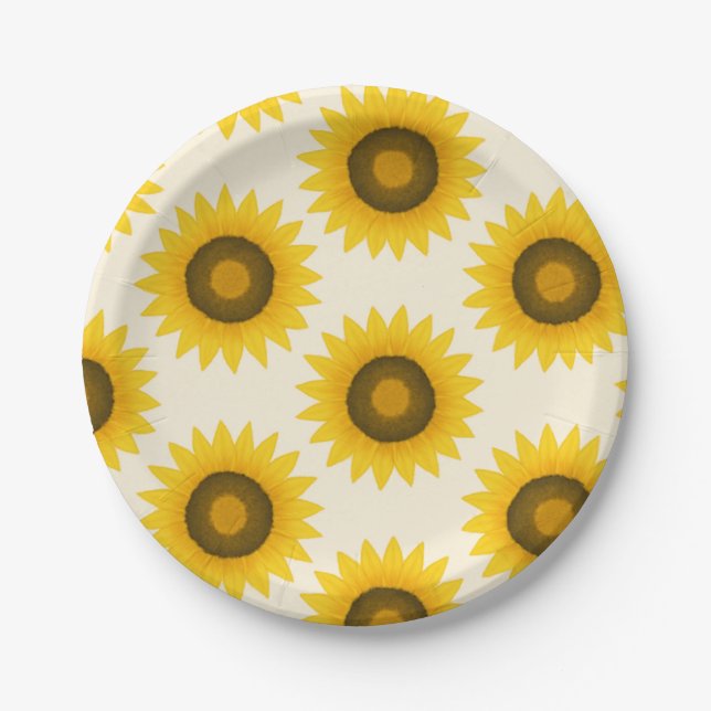 Sunflower Pattern  Paper Plate (Front)