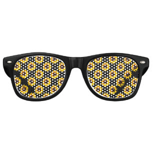 Sunflower Pattern Print Retro Sunglasses