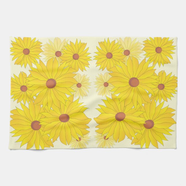Sunflower Pattern Tea Towel (Horizontal)