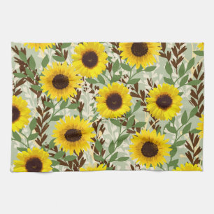 Sunflower Pattern Tea Towel