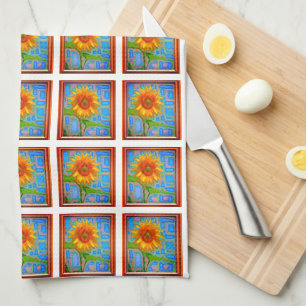 Sunflower Pattern Tea Towel
