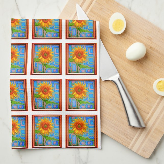 Sunflower Pattern Tea Towel (Quarter Fold)