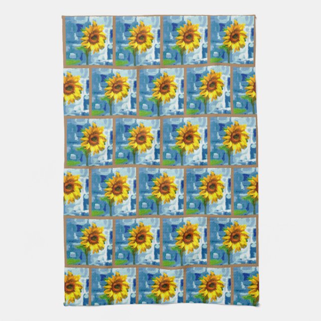 Sunflower Pattern Tea Towel (Vertical)