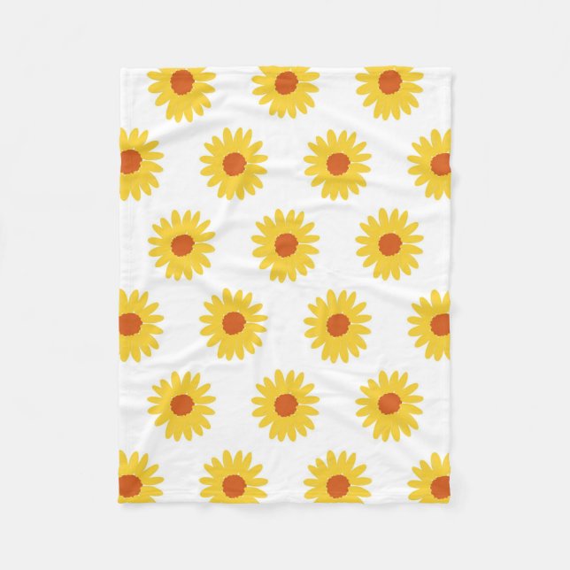 Sunflower Pattern Tropical Floral Botanical Spring Fleece Blanket (Front)