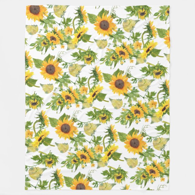 Sunflower Pattern Two Fleece Blanket (Front)
