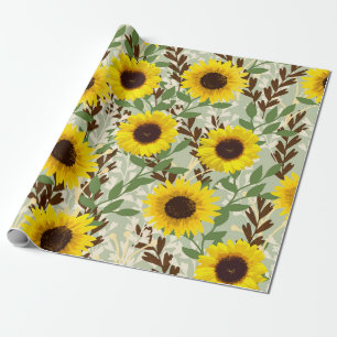 Sunflower Pattern Wrapping Paper