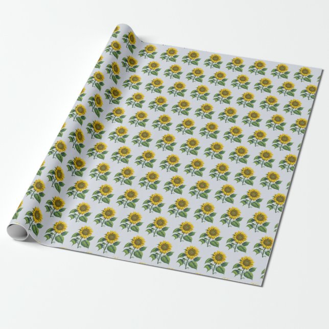 Sunflower Pattern  Wrapping Paper (Unrolled)