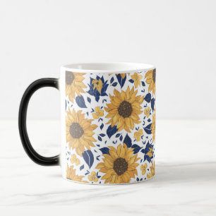Sunflower Pattern Yellow And Green Magic Mug