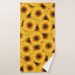 Sunflower pattern, yellow beauties, bath towel