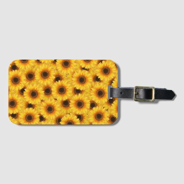 Sunflower pattern, yellow beauties,  luggage tag (Front Horizontal)