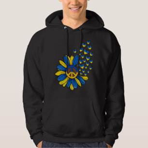Sunflower Peace Heart Love I Stand With Ukraine Uk Hoodie
