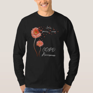 Sunflower Peace Love Cure Orange Ribbon COPD Aware T-Shirt