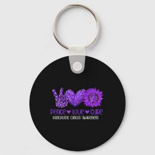 Sunflower Peace Love Pancreatic Cancer Awareness R Key Ring