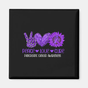 Sunflower Peace Love Pancreatic Cancer Awareness R Magnet
