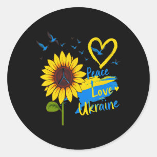 Sunflower Peace Love Ukraine Ukraine Flag Map Classic Round Sticker
