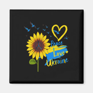 Sunflower Peace Love Ukraine Ukraine Flag Map Magnet