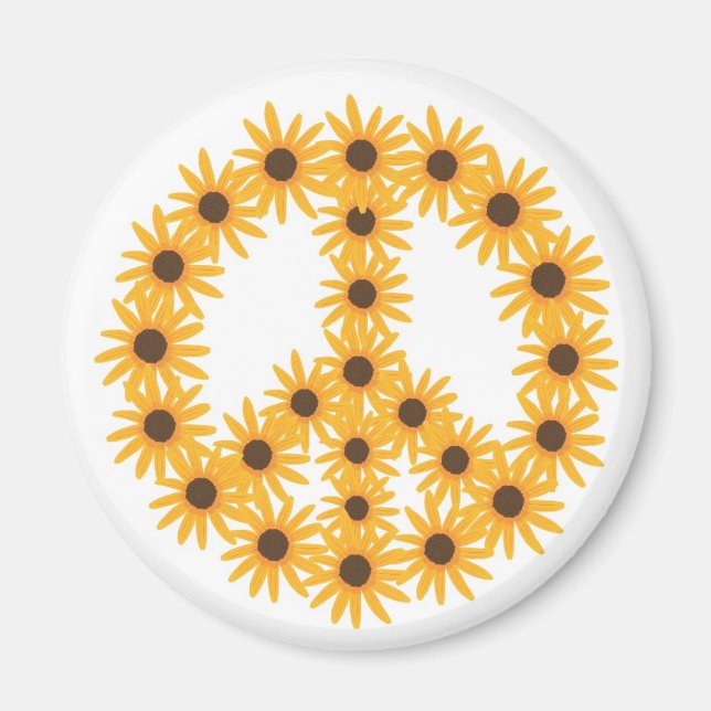 Sunflower Peace Sign Magnets (Front)