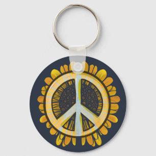 Sunflower Peace Symbol Sunflowers World Peace Key Ring
