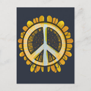 Sunflower Peace Symbol Sunflowers World Peace Postcard
