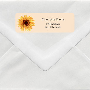 Sunflower peach return address  label