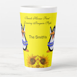 Sunflower Penguin Floral  Latte Mug