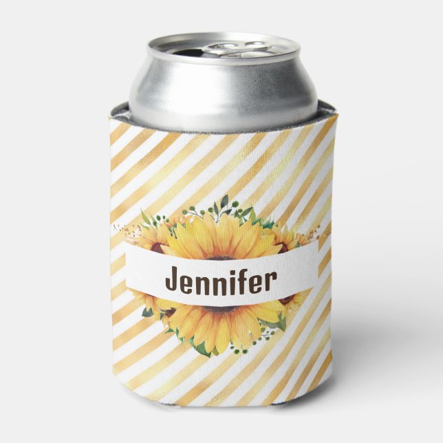Sunflower Personalise Name Tall Can Cooler (Can Front)