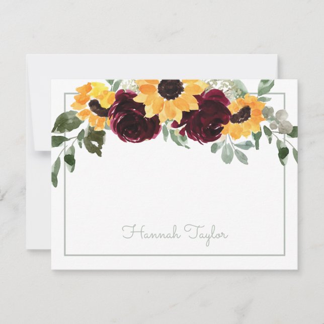 Sunflower Personalised Name  Card (Front)