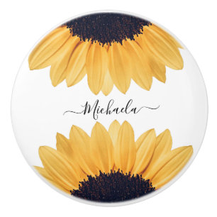 Sunflower Personalised Name Ceramic Knob