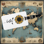 Sunflower Personalised Name Stem Luggage Tag<br><div class="desc">This design was created though digital art. You may change the style of this shirt by choosing More > under the style option. It may be personalised by clicking the customise button and changing the colour, adding a name, initials or your favourite words. Contact me at colorflowcreations@gmail.com if you with...</div>