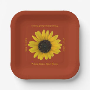 Sunflower Personalised Red Event Paper Plate