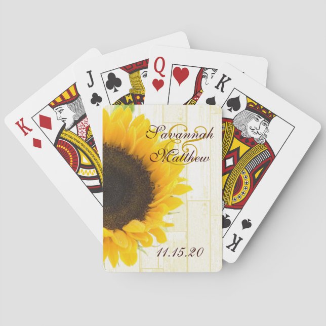 Sunflower Personalised Wedding Playing Card Gifts (Back)