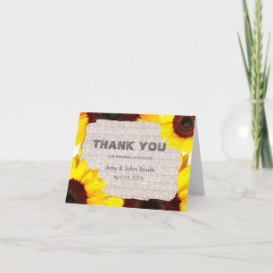 Sunflower personalised wedding thank you card