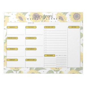 Sunflower Personalised Weekly Planner Notepad