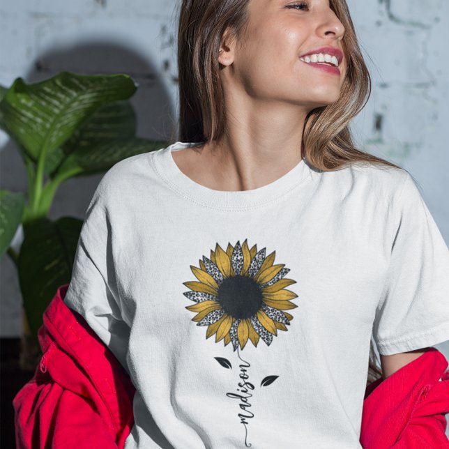 Sunflower Personalized Name Stem T-Shirt (Creator Uploaded)