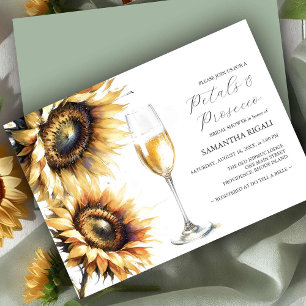 Sunflower Petals & Prosecco Bridal Shower Invites