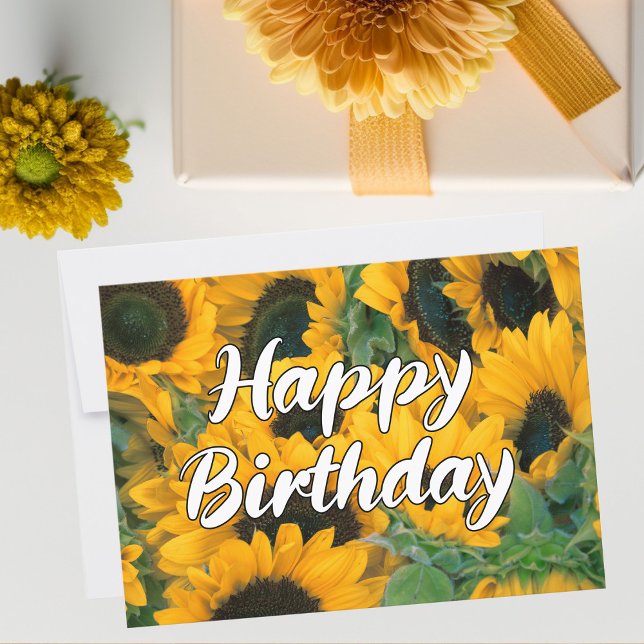Sunflower Photo Beautiful Custom Happy Birthday Card (Creator Uploaded)