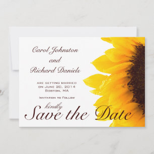 Sunflower Photo Floral Save the Date Card