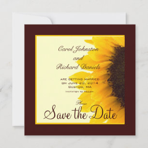 Sunflower Photo Floral Save the Date Cards