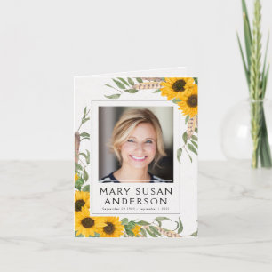 Sunflower Photo Funeral Memorial Thank You Note Card