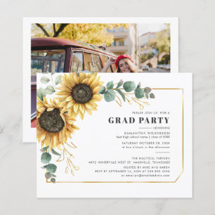 Sunflower Photo Graduation 2026 Party Invitation
