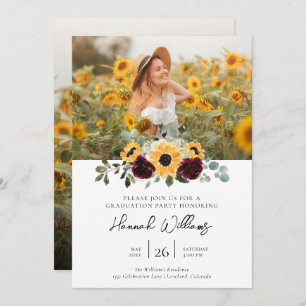 Sunflower Photo Graduation Party Invitation