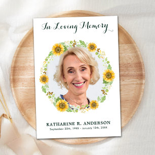 Sunflower Photo Memorial Funeral Sympathy Thank You Card