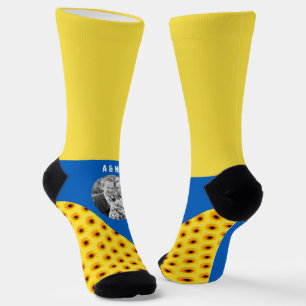 Sunflower photo socks, Ukraine, personalised Socks