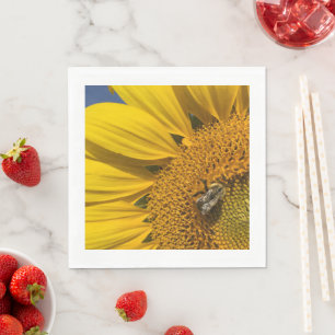 Sunflower Photo Summer Bee Botanical Napkin