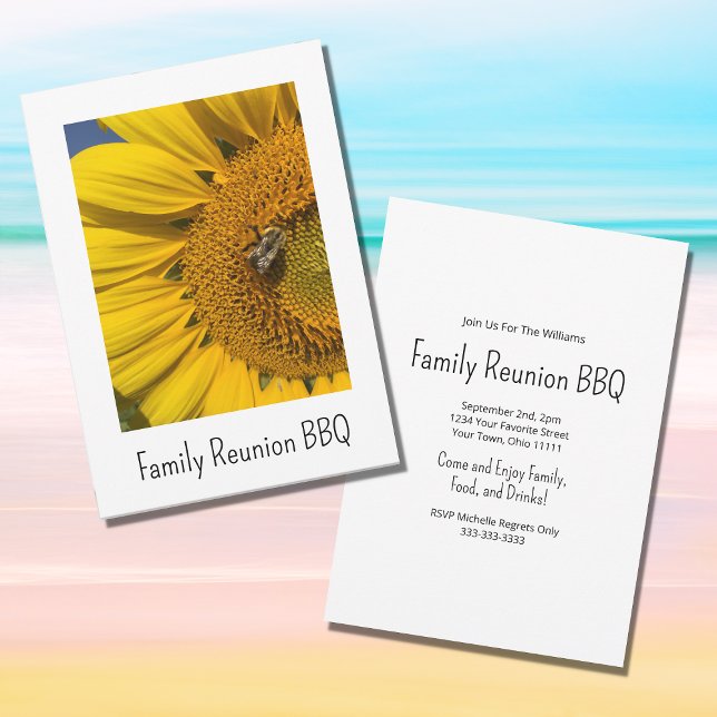 Sunflower Photo Summer Family Reunion BBQ Invitation (Creator Uploaded)