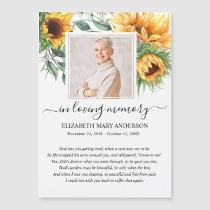 Sunflower Photo Sympathy Funeral Prayer Card